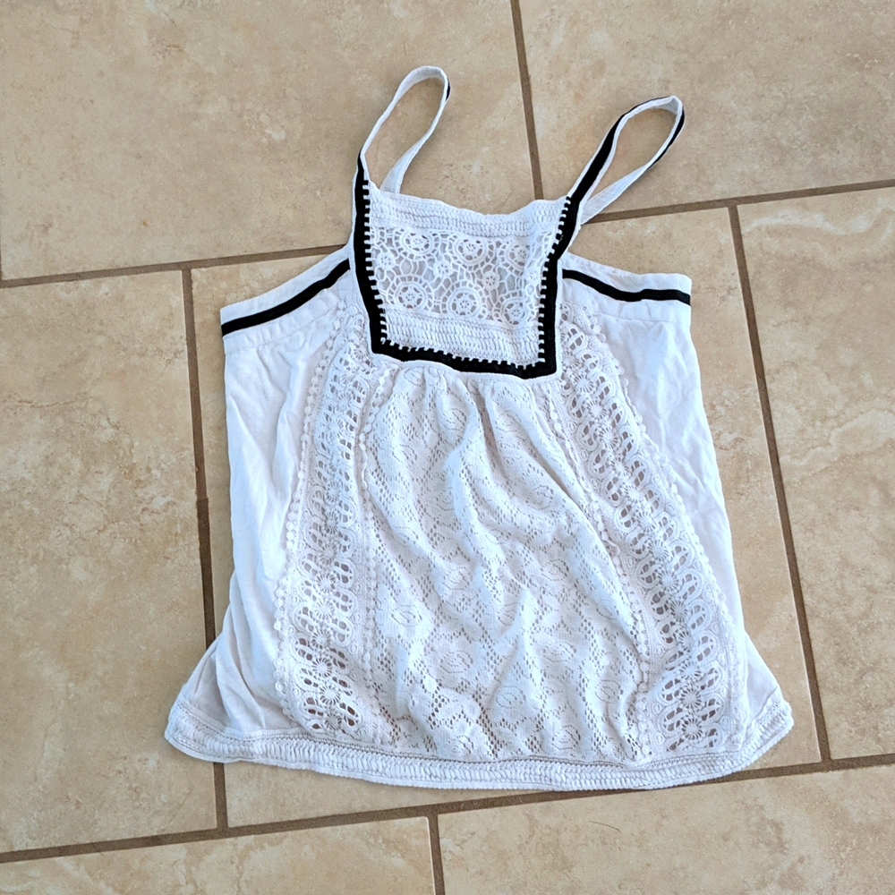 Akemi + Kin Knit Eyelet Top Tank Blouse S White